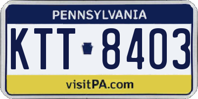 PA license plate KTT8403