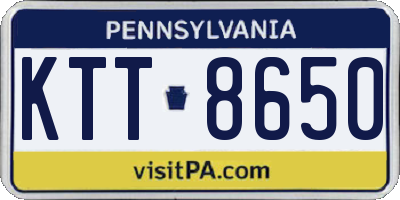 PA license plate KTT8650