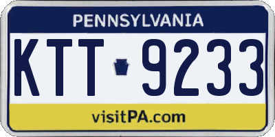 PA license plate KTT9233