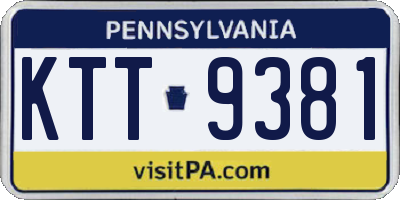 PA license plate KTT9381