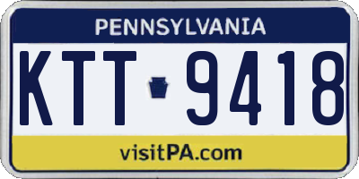 PA license plate KTT9418