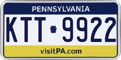 PA license plate KTT9922