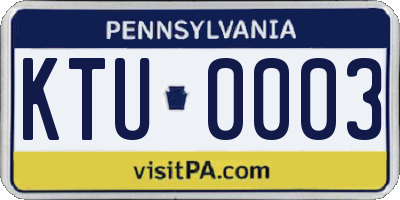 PA license plate KTU0003