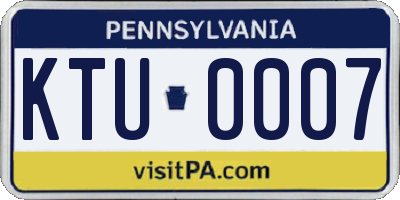 PA license plate KTU0007