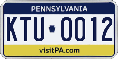 PA license plate KTU0012