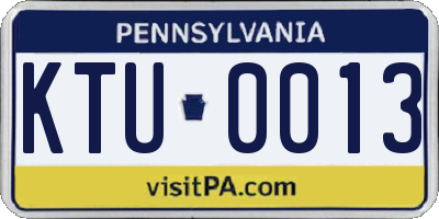 PA license plate KTU0013