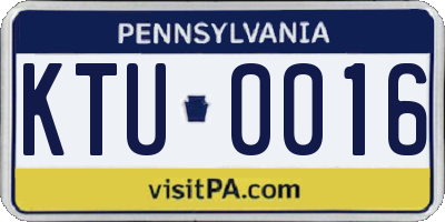 PA license plate KTU0016