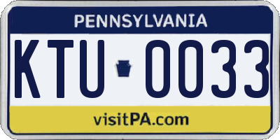 PA license plate KTU0033