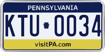 PA license plate KTU0034