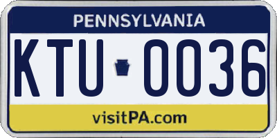 PA license plate KTU0036