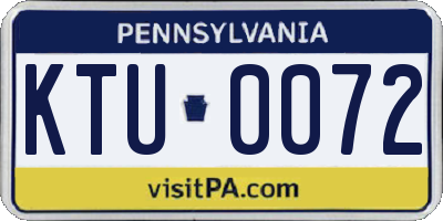 PA license plate KTU0072