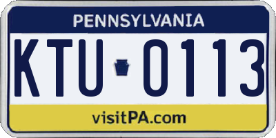 PA license plate KTU0113