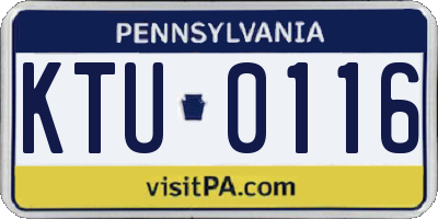 PA license plate KTU0116