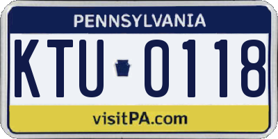 PA license plate KTU0118