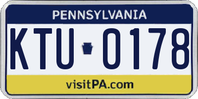 PA license plate KTU0178