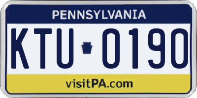 PA license plate KTU0190