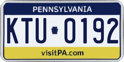 PA license plate KTU0192