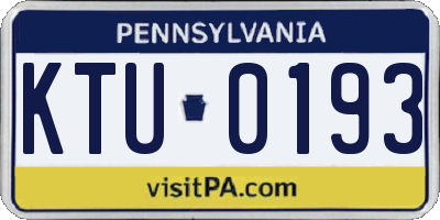 PA license plate KTU0193