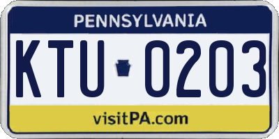 PA license plate KTU0203
