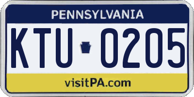 PA license plate KTU0205