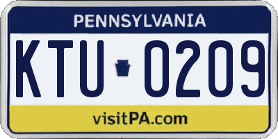 PA license plate KTU0209