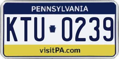 PA license plate KTU0239
