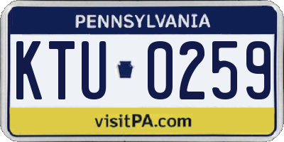 PA license plate KTU0259