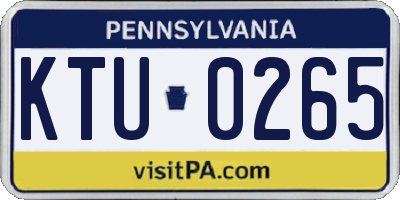 PA license plate KTU0265