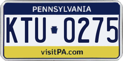 PA license plate KTU0275