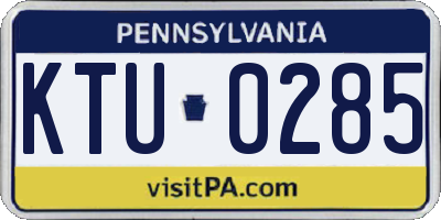 PA license plate KTU0285