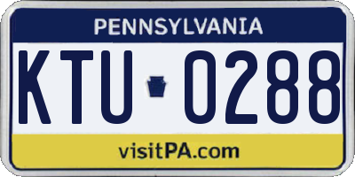 PA license plate KTU0288