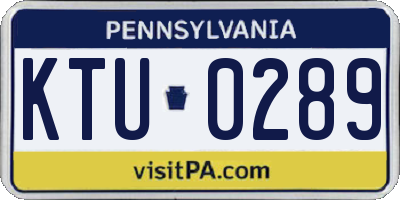 PA license plate KTU0289