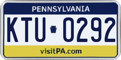 PA license plate KTU0292