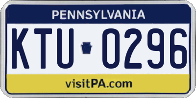 PA license plate KTU0296