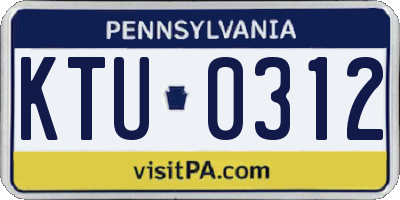 PA license plate KTU0312