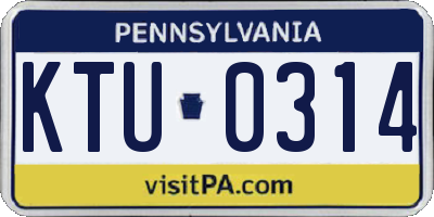 PA license plate KTU0314