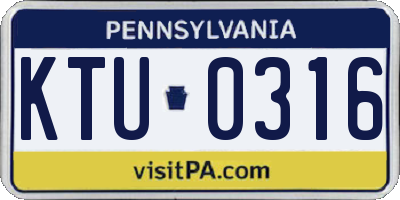 PA license plate KTU0316