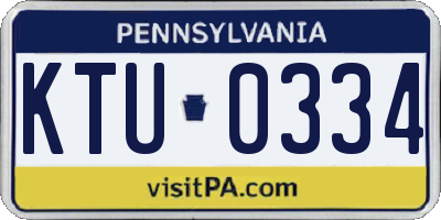 PA license plate KTU0334
