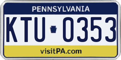 PA license plate KTU0353