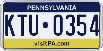 PA license plate KTU0354