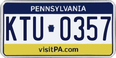 PA license plate KTU0357