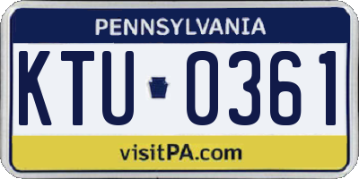 PA license plate KTU0361