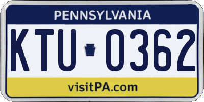 PA license plate KTU0362