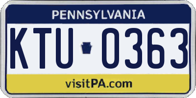 PA license plate KTU0363