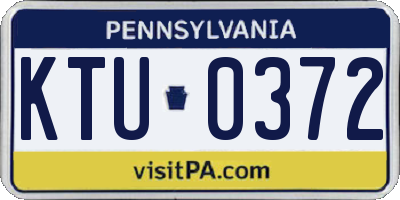 PA license plate KTU0372
