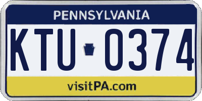 PA license plate KTU0374