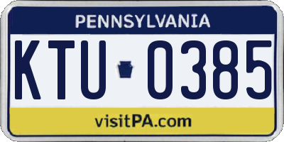 PA license plate KTU0385