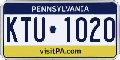 PA license plate KTU1020
