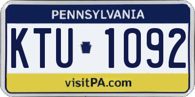 PA license plate KTU1092