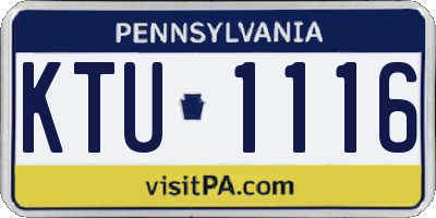 PA license plate KTU1116